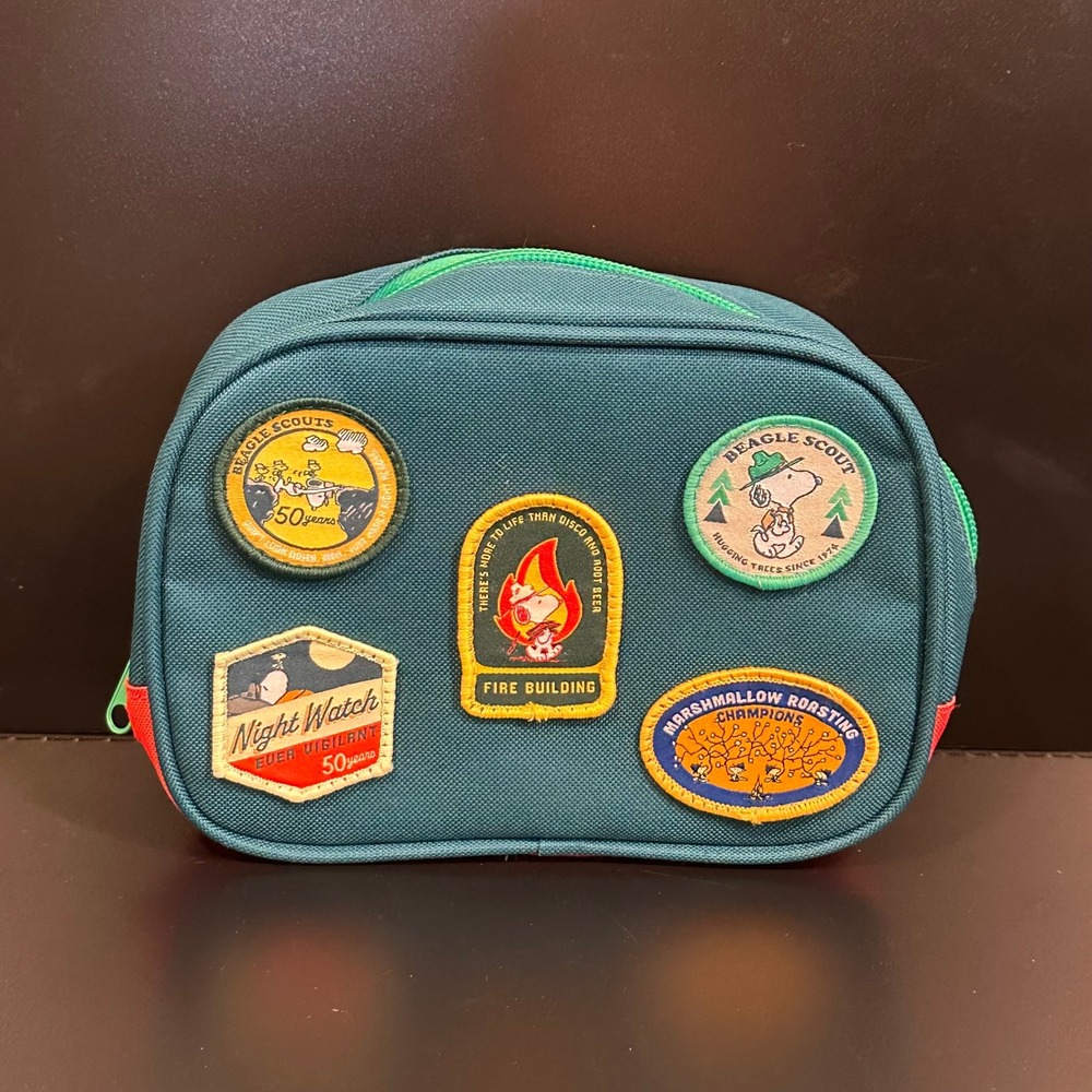 Peanuts Snoopy Beagle Scout Fanny Pack Teal Green Patch Waist Bag Camping